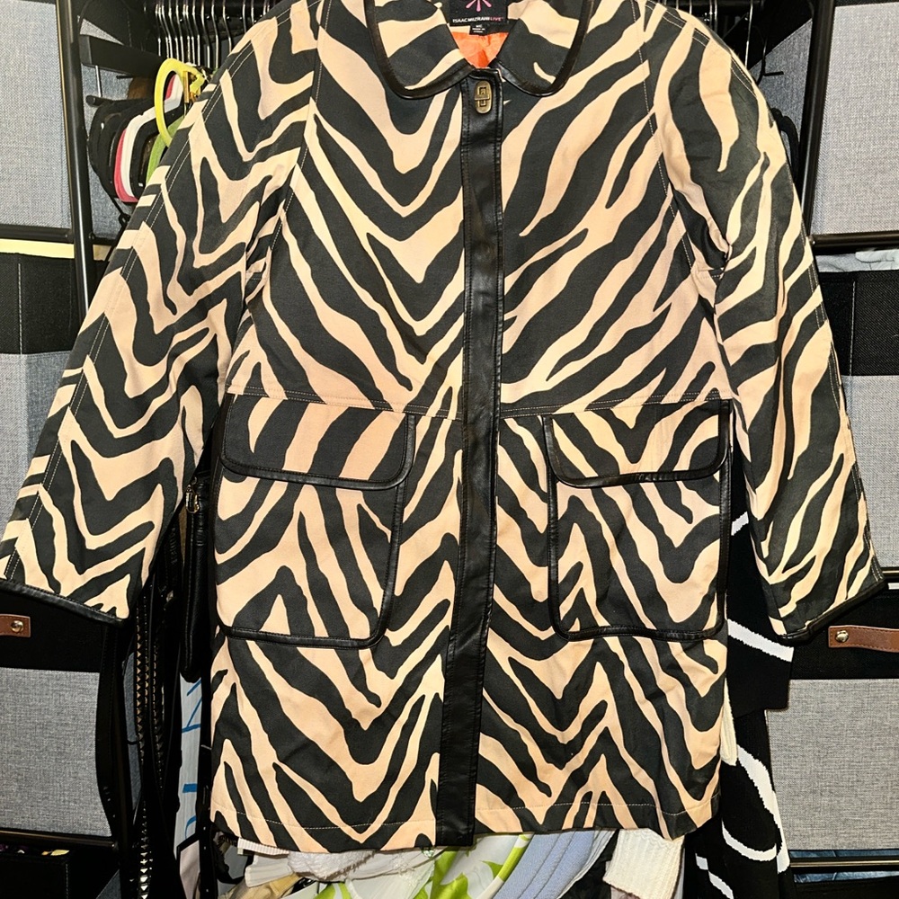 Isaac Mizrahi Live Zebra-Pattern Jacket in Black and Tan